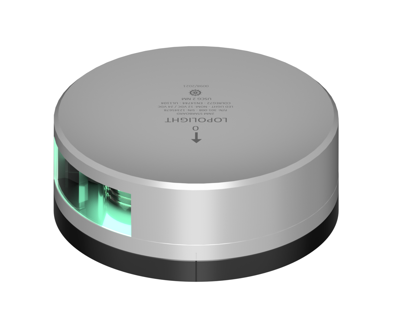 2nm 112,5° Green, Starboard, silver  w/FB base 2nm 112,5° Green, Starboard, silver  w/FB base